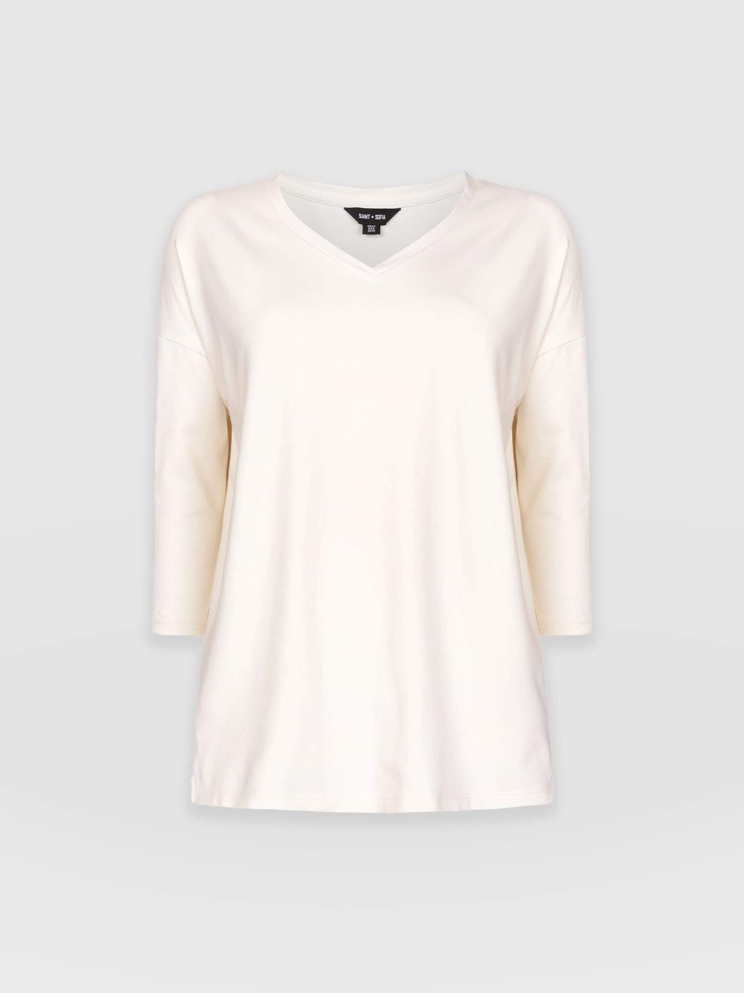 V-Neck Tee Cream - Women's T-Shirts | Saint + Sofia® EU